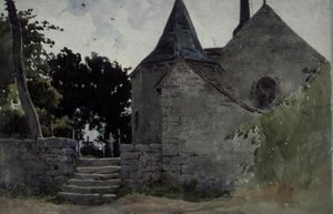 Udsigt over en kirke, 1800-tallet af John Absolon