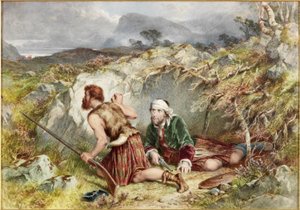Fugitives from Culloden (akvarel og bodycolour på karton)