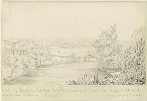 Burton-upon-Trent Bridge and Town: pentegning, nd [c 1817] (tegning)