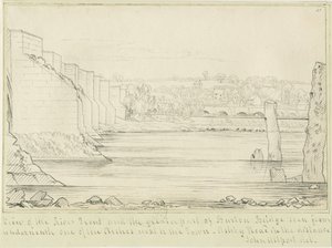 Burton-upon-Trent Bridge and Town: pentegning, nd [c 1817] (tegning)
