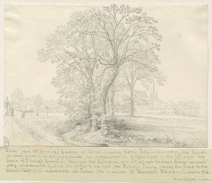 Lichfield - Udsigt over Stowe Pool: pentegning, nd [1826] (tegning) af John Allport