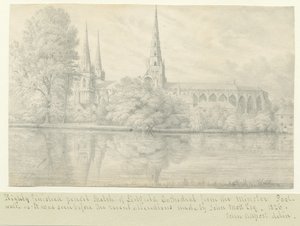 Lichfield Cathedral - South West View: blyantstegning af John Allport