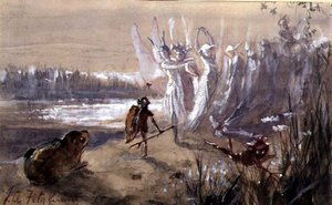 Et stop i feoptoget (akvarel, gouache på papir) af John Anster Fitzgerald