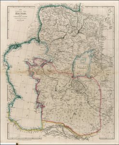 1842-kort over Det Kaspiske Hav, Khivah og det omkringliggende land af John Arrowsmith