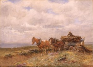 Carting Turf-tegning (akvarel forhøjet med hvid på papir)