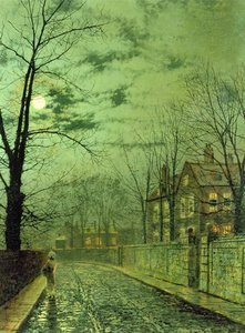 En månebelyst vej af John Atkinson Grimshaw