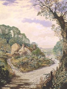 En sommermiddag, gammel gård, Wharfedale af John Atkinson Grimshaw