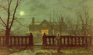 En dame i en have ved måneskin, 1882 af John Atkinson Grimshaw