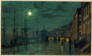 City Docks af Moonlight af John Atkinson Grimshaw