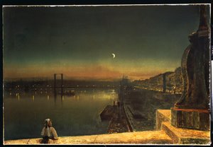 Rouen om natten fra Pont de Pierre, 1878 af John Atkinson Grimshaw