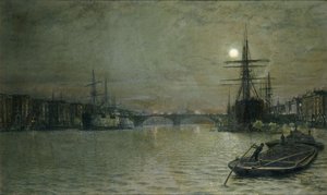 The Pool and London Bridge at Night, 1884 af John Atkinson Grimshaw