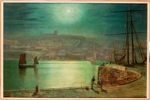 Whitby Harbour af Moonlight, 1870 af John Atkinson Grimshaw