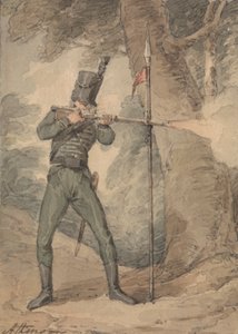 En Rifleman ved Musketry Practice af John Augustus Atkinson