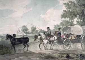 Belgisk vogn, der transporterer sårede fra marken efter slaget ved Waterloo, 1815 af John Augustus Atkinson
