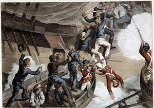 Kollision, tidligt i det 19. århundrede i "" Historical, Military and Naval Anecdotes..." af Edward Orne af John Augustus Atkinson