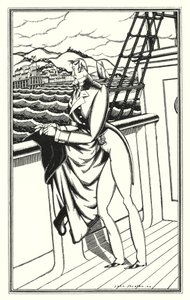 Illustration til Don Juan af Lord Byron: "Adieu, Adieu! My native shore" (litho)