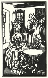 Illustration til Tristram Shandy af Laurence Sterne (litho) af John Austen