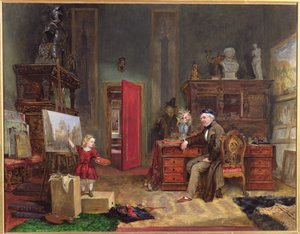 David Roberts (1796-1864) og hans barnebarn i hans atelier, ca. 1866