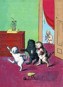 Tre små killinger iført vanter, Illustration fra "Three Little Kittens" 1859