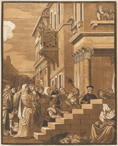 Præsentation af jomfruen i templet (midterpanel) af John Baptist Jackson after Titian