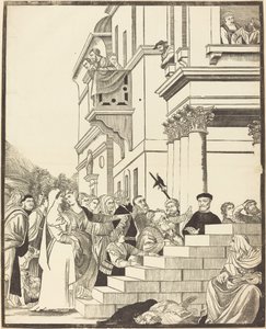 Præsentation af jomfruen i templet [midterplade] af John Baptist Jackson after Titian