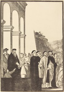 Præsentation af jomfruen i templet [venstre plade] af John Baptist Jackson after Titian