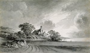 Et sommerhus nær bredden af en sø, 1700-tallet af John Baptist Malchair