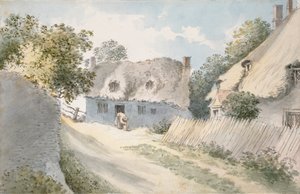 Hytter i en landsbygade, 1700-tallet