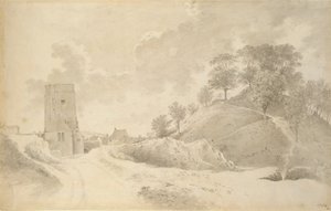 Oxford Castle og Castle Mound, 27. maj 1784 af John Baptist Malchair
