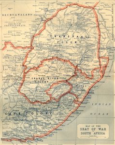 Kort over krigssædet i Sydafrika, 1901.