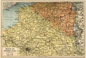 Kort over Belgien og Nordfrankrig, c1914, c1920.