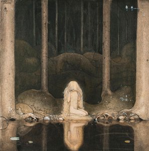 Prinsesse Tuvstarr ser på søens vand med nostalgi af John Bauer