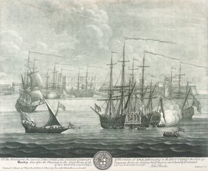 Udsigt over Bombay (Indien), dedikeret til direktøren for British East India Company. Gravering af John Bowles () af John Bowles