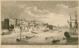 En udsigt taget nær Limehouse Bridge og ser ned ad Themsen af John Boydell