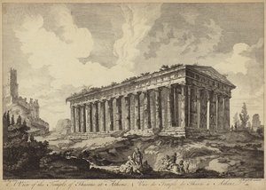 Udsigt over Theseus-templet, Athen, Grækenland (gravering)