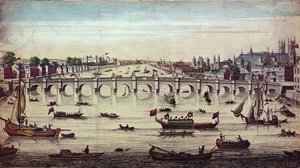 Westminster Bridge, der ser mod vest, udgivet af J. Bowles, 1747