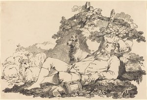 Hyrde med hund og får