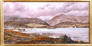 Brodick Pier, 20. august 1886 (olie på lærred) af John Brett