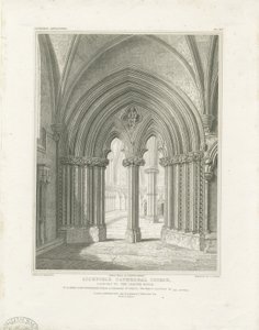 Interiør af Lichfield Cathedral - Chapter House-døråbning: gravering, nd [c 1819] (tryk)