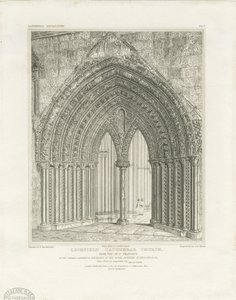 Lichfield Cathedral - North Transept Doorway: gravering, nd [c 1820] (print) af John Britton
