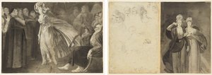 Kvinde, der står blandt brødrene (recto) Skitser af hoveder (verso, venstre); To kvinder (omvendt, højre)