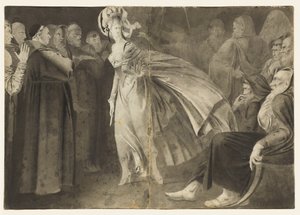 Kvinde stående blandt brødrene recto, ca. 1770-1775.