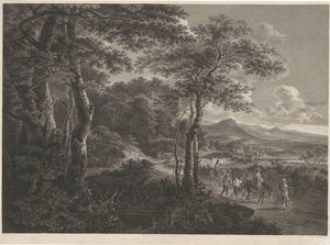 Landskab med fangede landevejsmænd Banditti Prisoners (titel på objekt) af John Browne