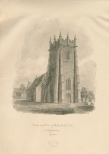 Adbaston Church: sepia tegning af John Buckler