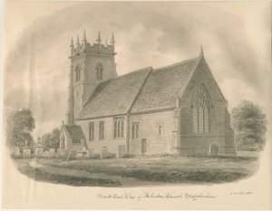 Adbaston Church: sepia drawing, 1843dani af John Buckler