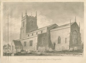 Alstonefield Church: sepia drawing, 1839 dani af John Buckler