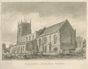 Audley Church: sepia drawing, 1840dani af John Buckler