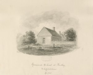 Audley Grammar School: sepia tegning af John Buckler