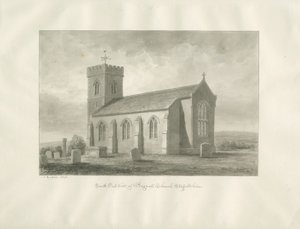 Bagnall Kirke: sepia tegning, 1848
