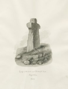 Biddulph Hall - kors : sepia tegning af John Buckler